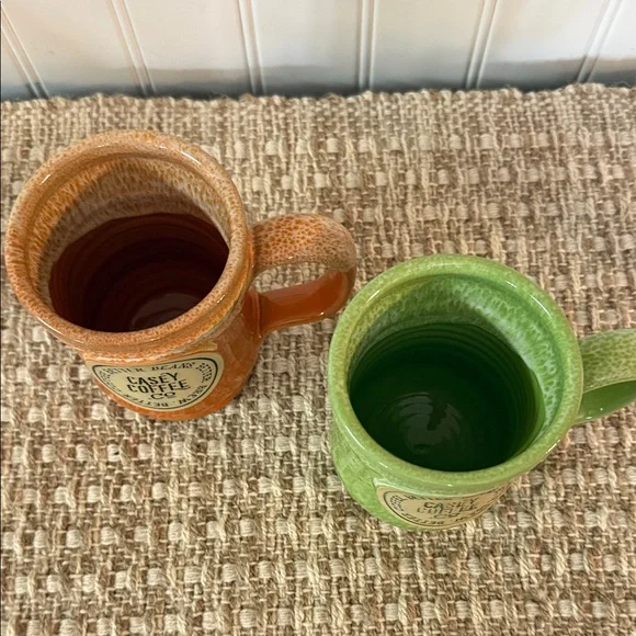 Dennen pottery company. Orange and Green Mugs. Casey coffee co. Handmade USA - Picture 4 of 7